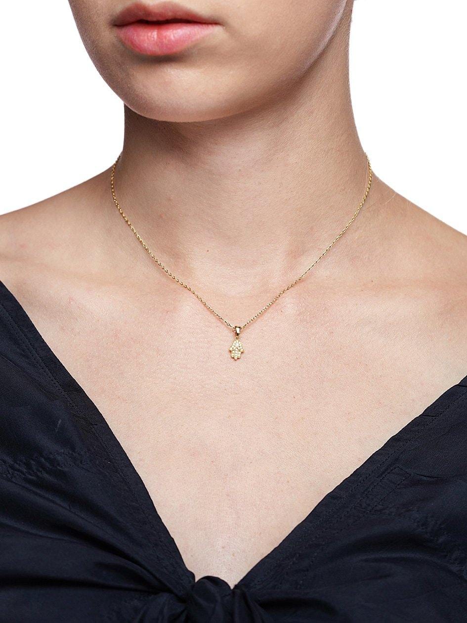 Nialaya Women's Necklace Hamsa Hand Necklace in Gold WNECK_075