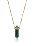 Malachite Crystal Necklace with Engraved Evil Eye Detail