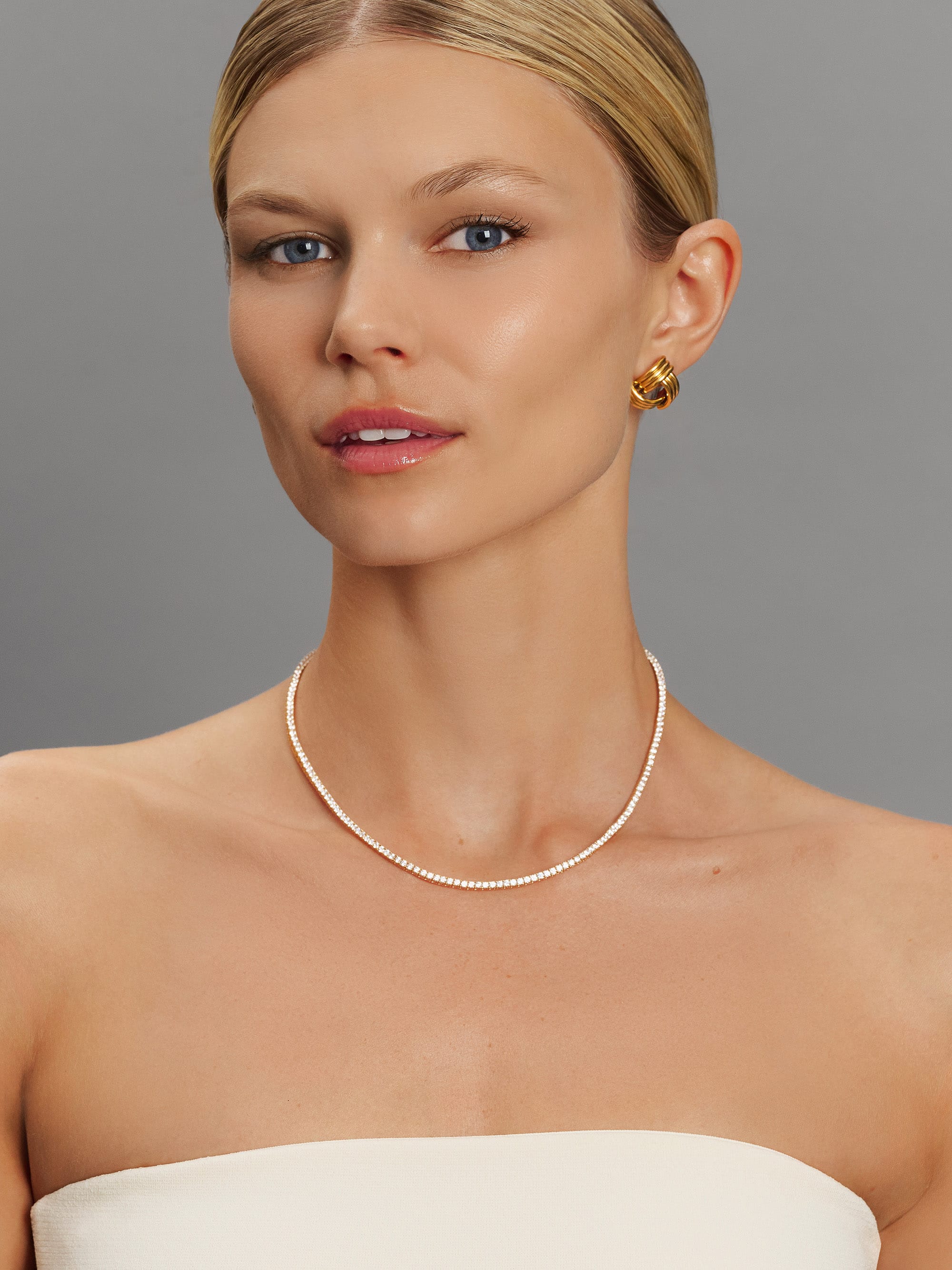 Nialaya Women's Necklace Mini Tennis Choker in Gold Mini Tennis Choker in Gold 16 in / 40.6 cm WNECK_348