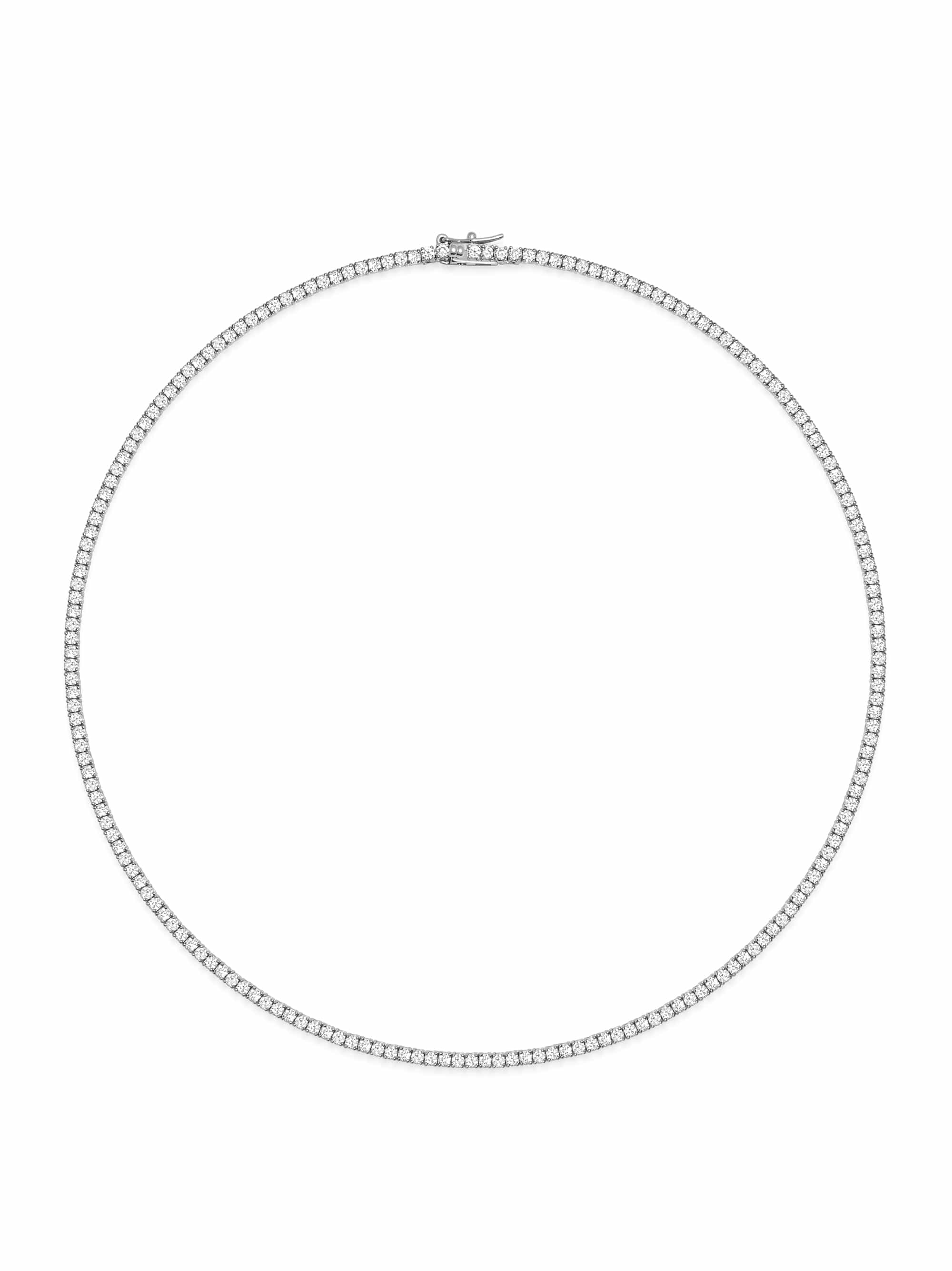Nialaya Women's Necklace Mini Tennis Choker in Silver Mini Tennis Choker in Silver 16 in / 40.6 cm WNECK_347