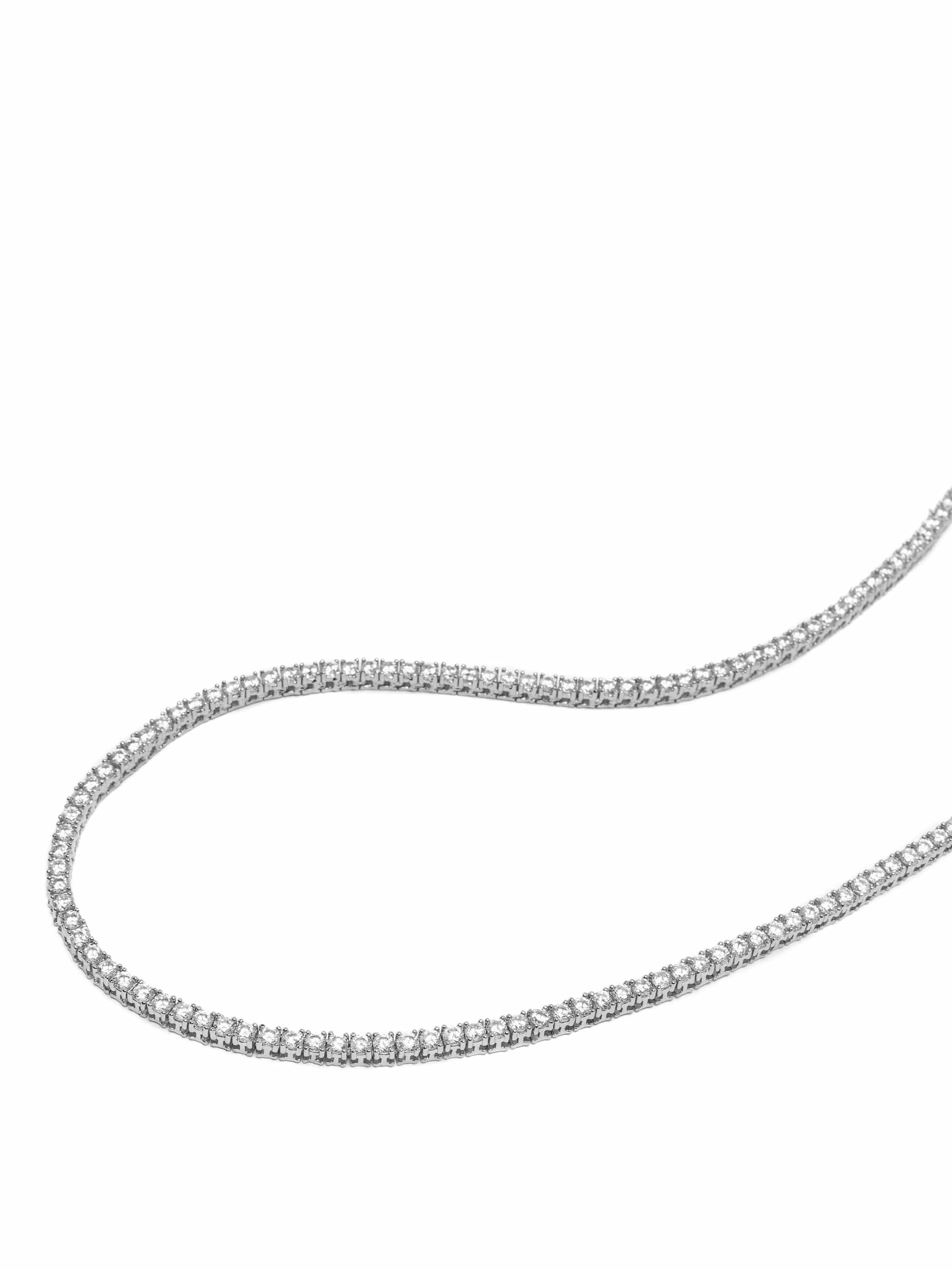 Nialaya Women's Necklace Mini Tennis Choker in Silver Mini Tennis Choker in Silver 16 in / 40.6 cm WNECK_347