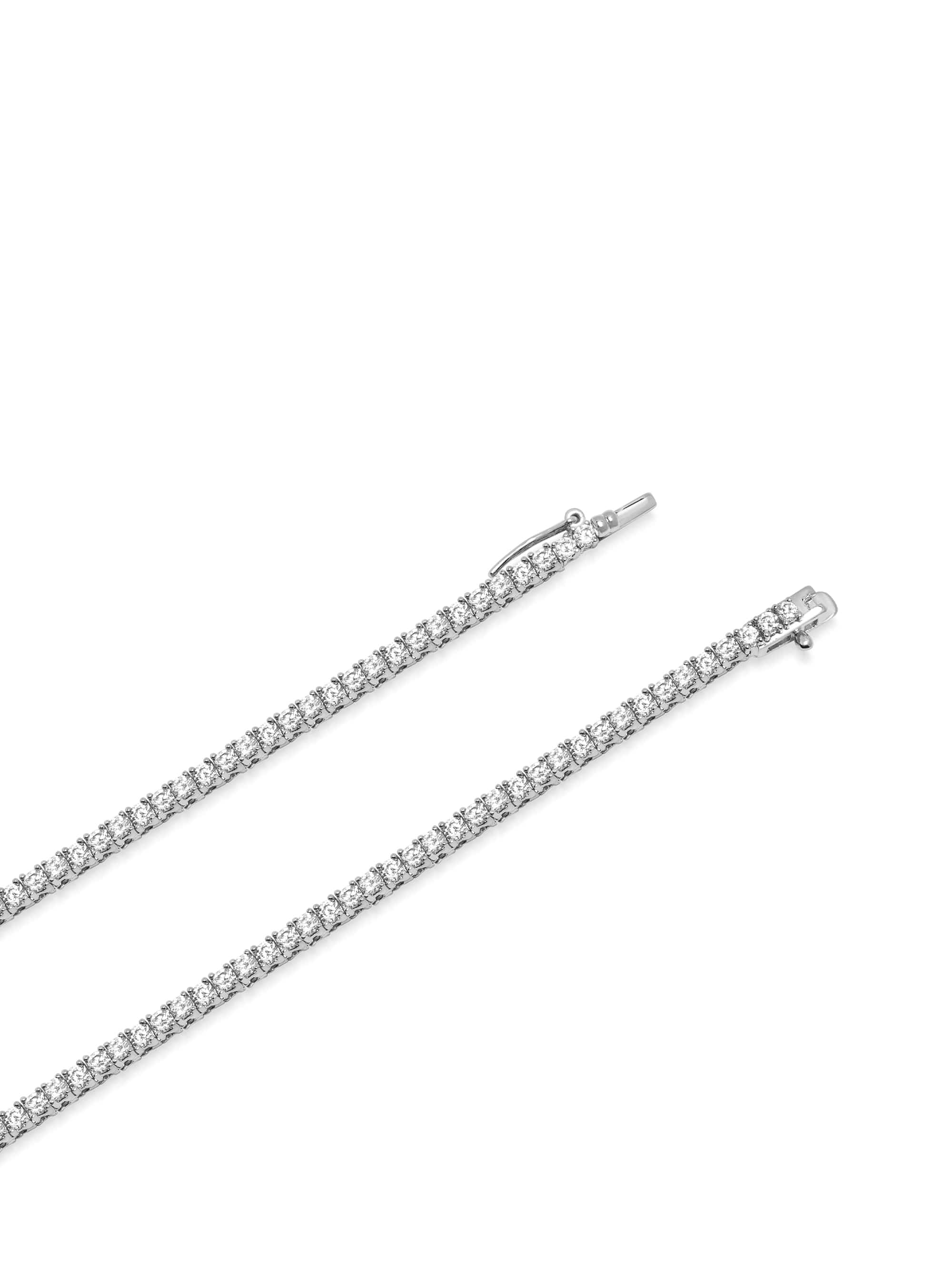 Nialaya Women's Necklace Mini Tennis Choker in Silver Mini Tennis Choker in Silver 16 in / 40.6 cm WNECK_347