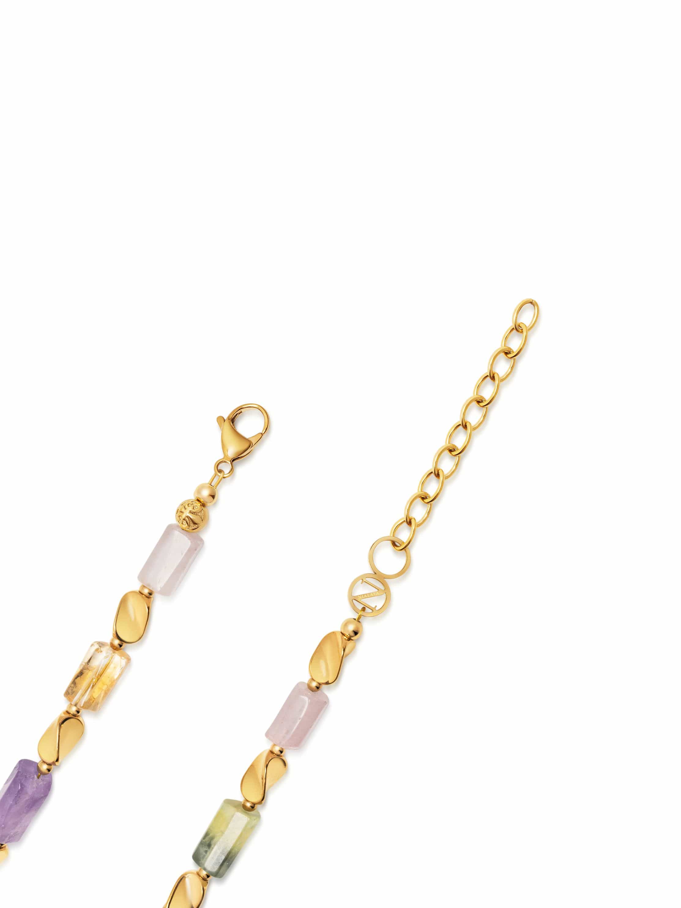 Nialaya Women's Necklace Multicolor Beryl & Gold Choker Multicolor Beryl & Gold Choker 15 Inches / 38.1 cm WNECK_362
