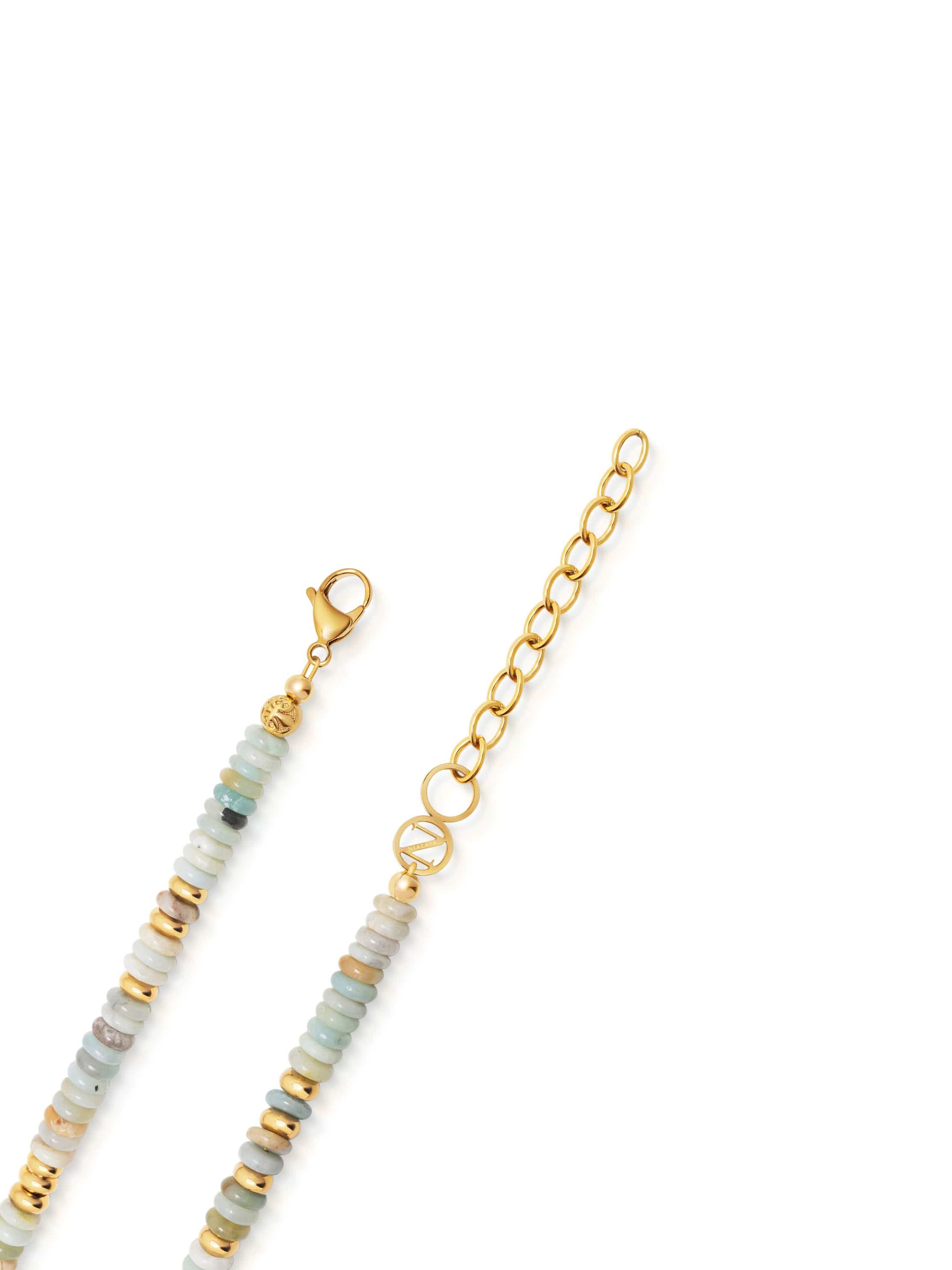 Nialaya Women's Necklace Ocean Mosaic Gemstone Choker in Gold Ocean Mosaic Gemstone Choker in Gold 15 Inches / 38.1 cm WNECK_363