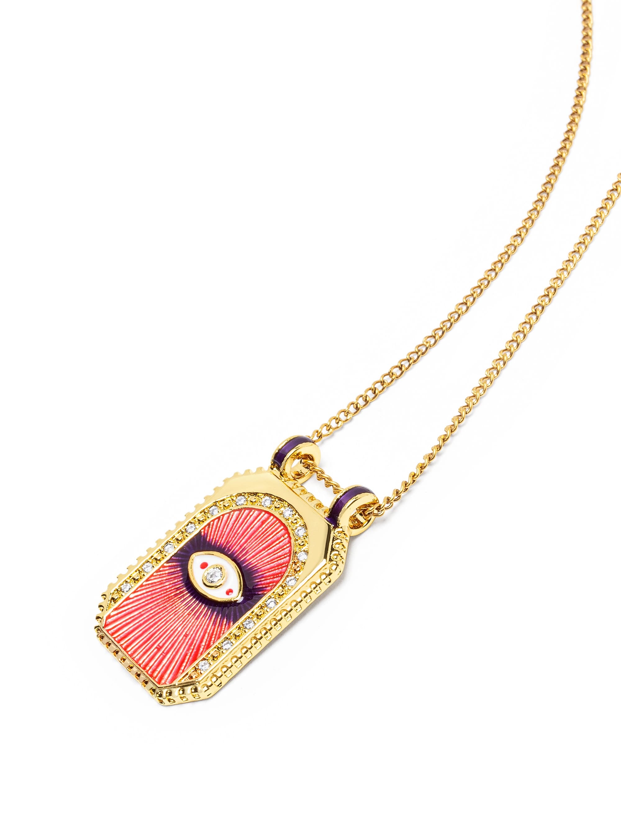 Nialaya Women's Necklace Pink Evil Eye Necklace Pink Evil Eye Necklace 16 Inches / 40.64 cm WNECK_339