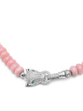 Nialaya Women's Necklace Pink Opal Choker with Panther Head in Silver Pink Opal Choker with Panther Head in Silver 14 Inches / 35.56 cm WNECK_321