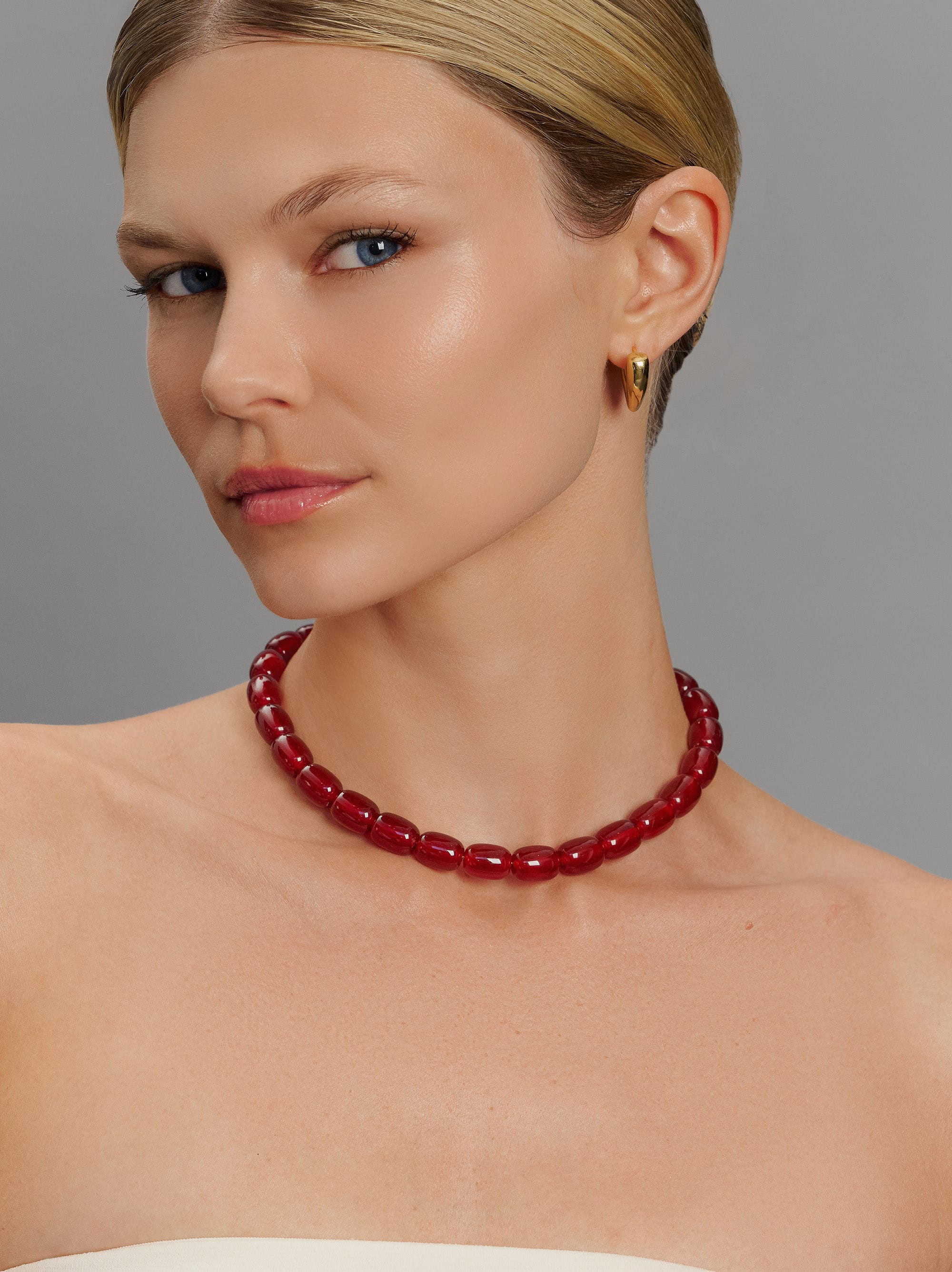 Nialaya Women's Necklace Red Agate Beaded Necklace Red Agate Beaded Necklace 15 Inches / 38.1 cm WNECK_336