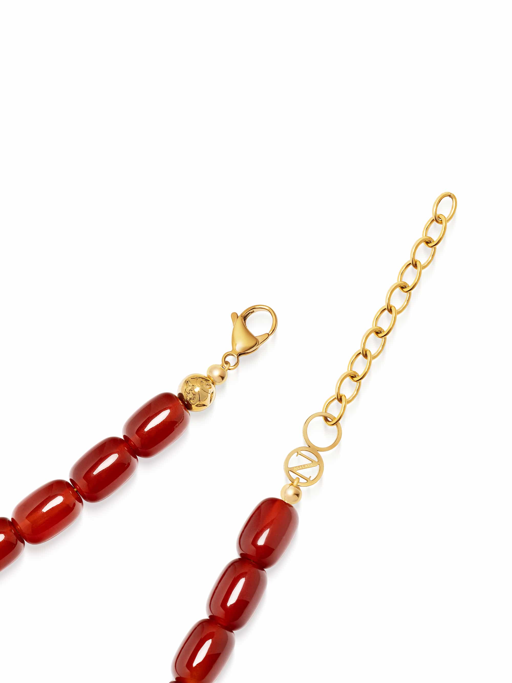 Nialaya Women's Necklace Red Carnelian Beaded Necklace Red Carnelian Beaded Necklace 15 Inches / 38.1 cm WNECK_336