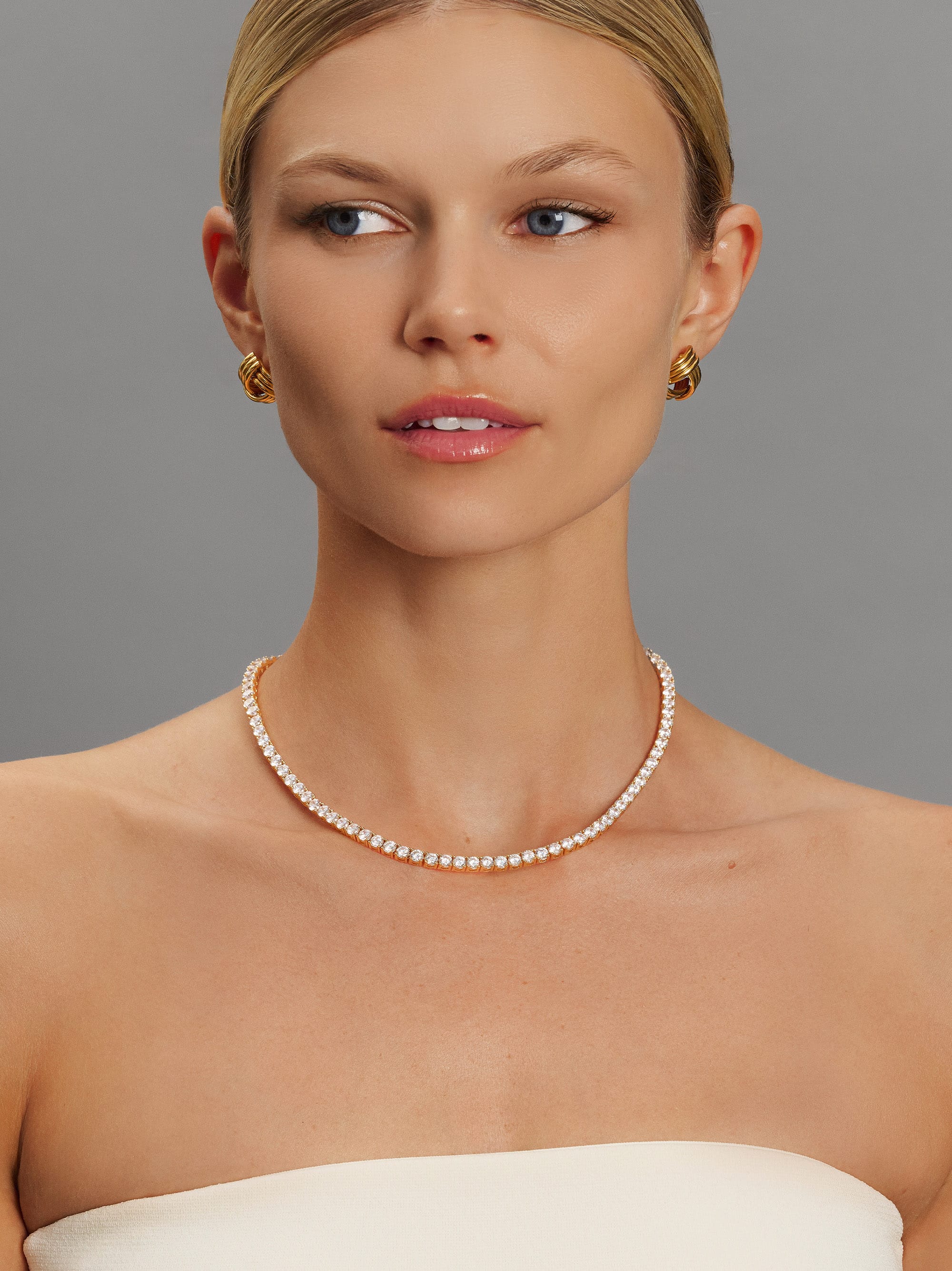 Nialaya Women's Necklace Tennis Choker in Gold Tennis Choker in Gold 16 in / 40.6 cm WNECK_331