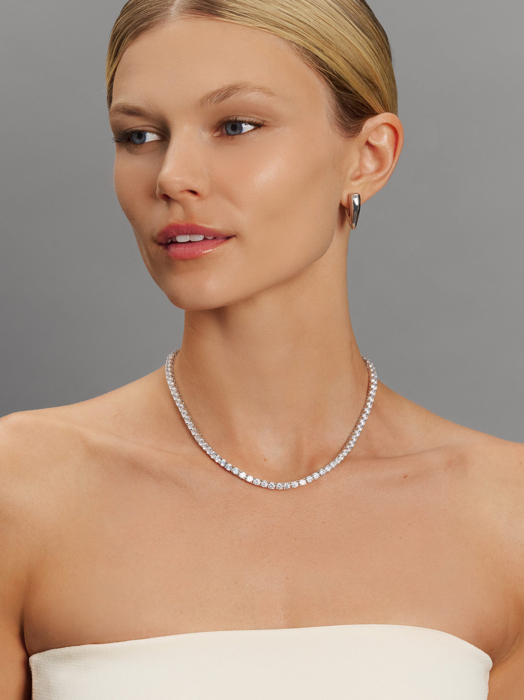 Nialaya Women's Necklace Tennis Choker in Silver Tennis Choker in Silver 16 inches / 40.6 cm WNECK_332