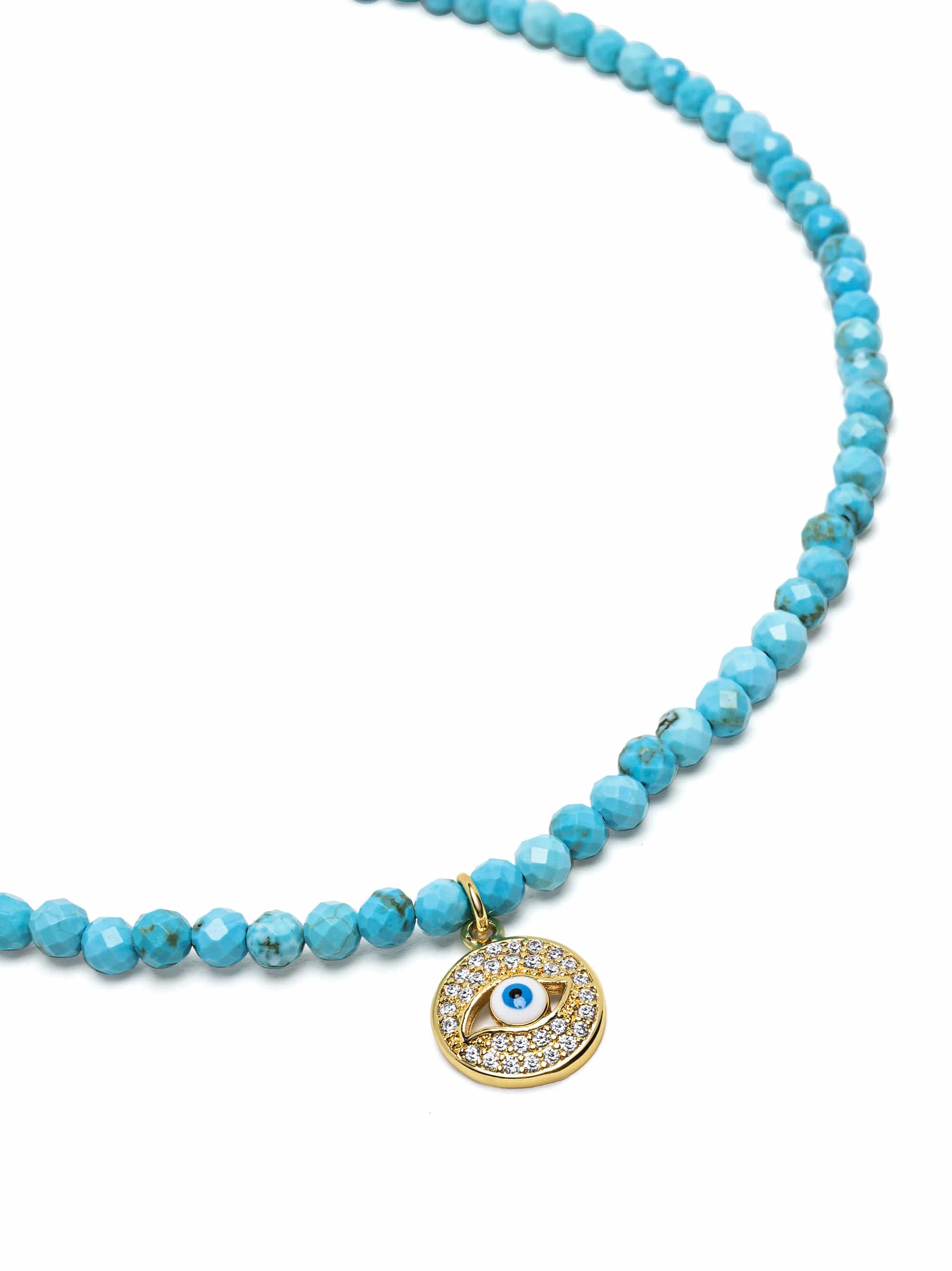 Nialaya Women's Necklace Turquoise Evil Eye Choker Turquoise Evil Eye Choker 15 Inches / 38.1 cm WNECK_351