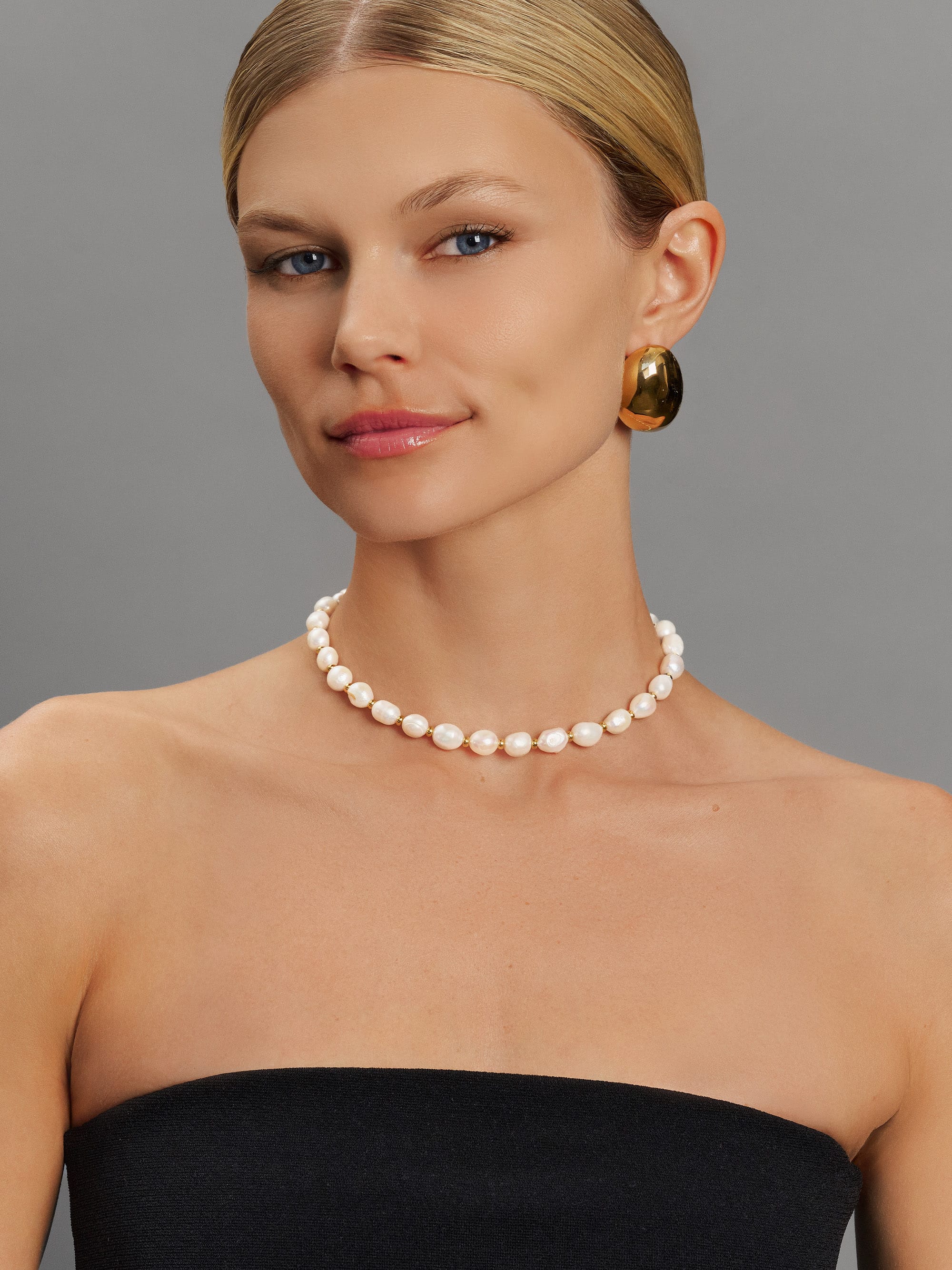 Nialaya Women's Necklace Women's Baroque Pearl Choker Women's Baroque Pearl Choker 14 Inches / 35.56 cm WNECK_055