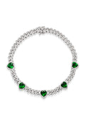 Women's Crystal Embellished Choker with Green Hearts
