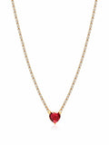 Women's CZ Necklace with Red Cubic Zirconia Heart