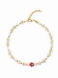 Women's Flower Power Choker with Red Detail