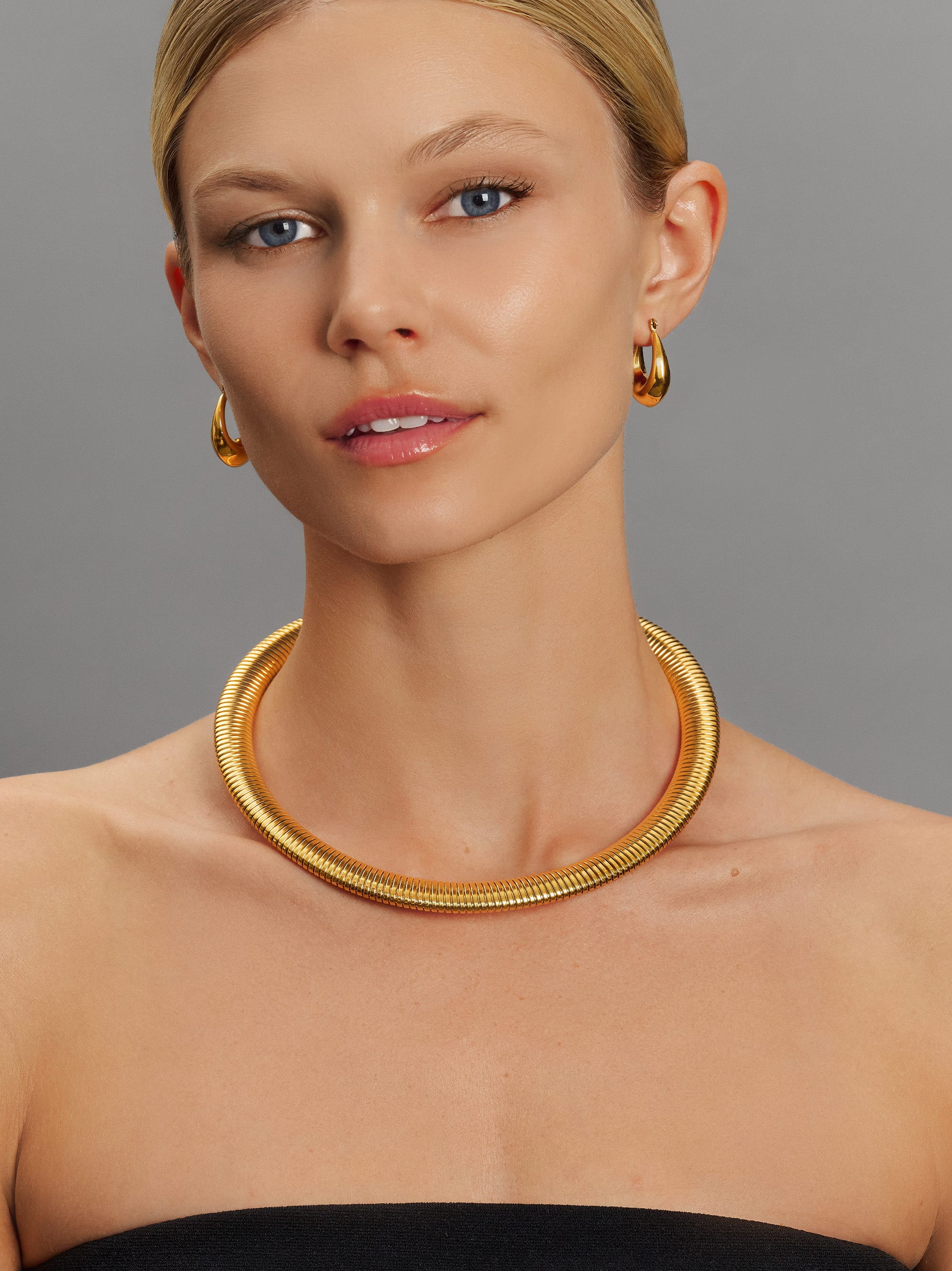 Nialaya Women's Necklace Women's Gold Stretch Choker Women's Gold Stretch Choker 16 Inches / 40.64 cm WNECK_289