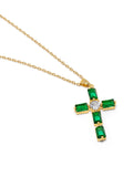 Nialaya Women's Necklace Women's Green CZ Cross Necklace WNECK_242