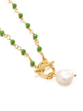 Nialaya Women's Necklace Women's Green CZ Wrap Necklace with Pearl WNECK_247