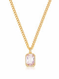 Women's Necklace with Pink CZ Diamond