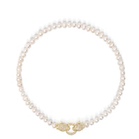 Women's Pearl Choker with Gold Double Panther Head