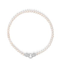 Women's Pearl Choker with Silver Double Panther Head