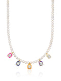 Women's Pearl Necklace with Candy Pendants