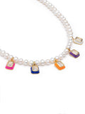 Nialaya Women's Necklace Women's Pearl Necklace with Candy Pendants 17 Inches