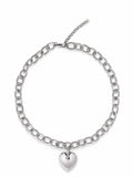 Women's Silver Cable Choker with Chunky Heart Pendant