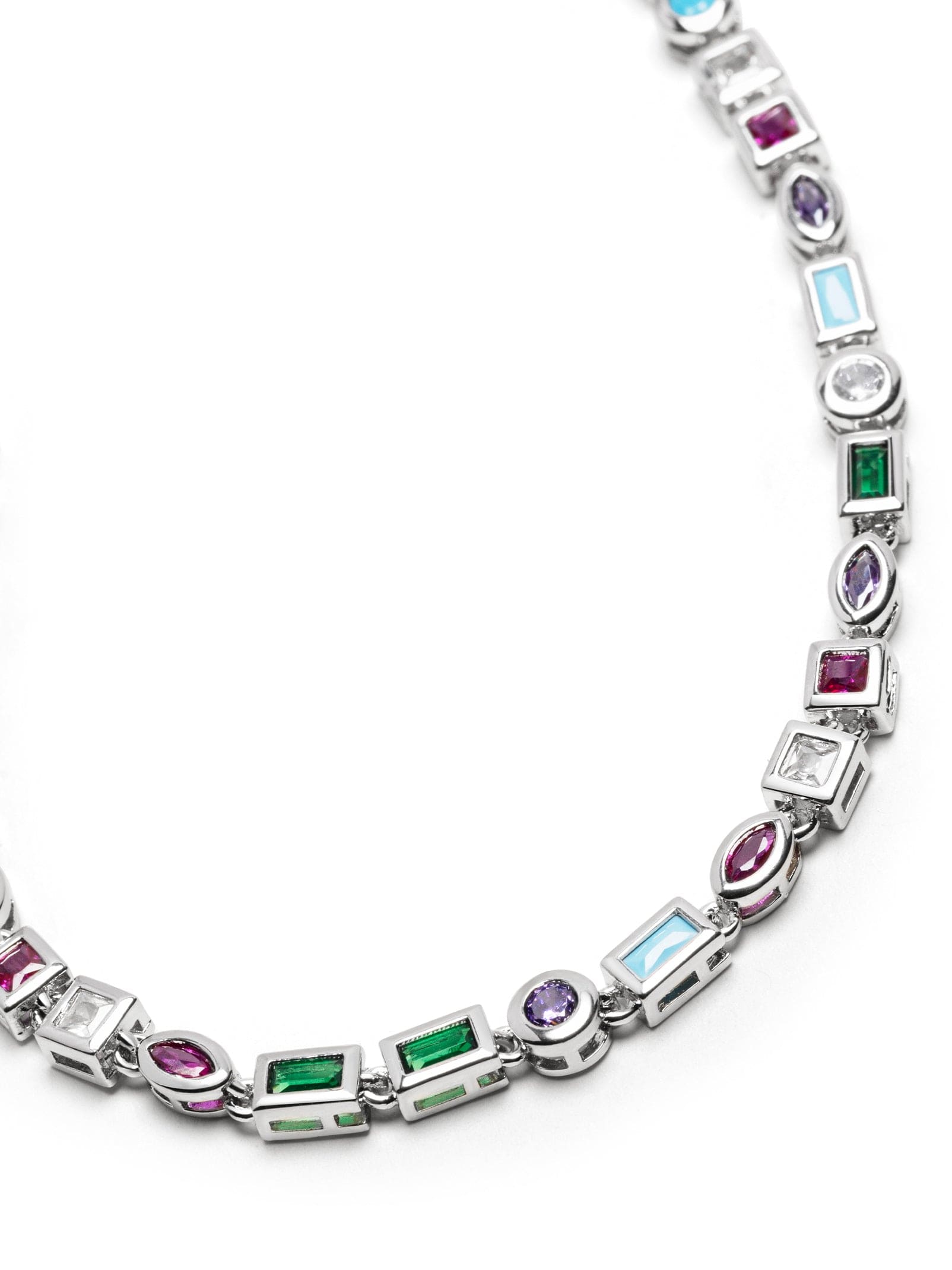 Nialaya Women's Necklace Women's Silver Mosaic Tennis Necklace WNECK_262
