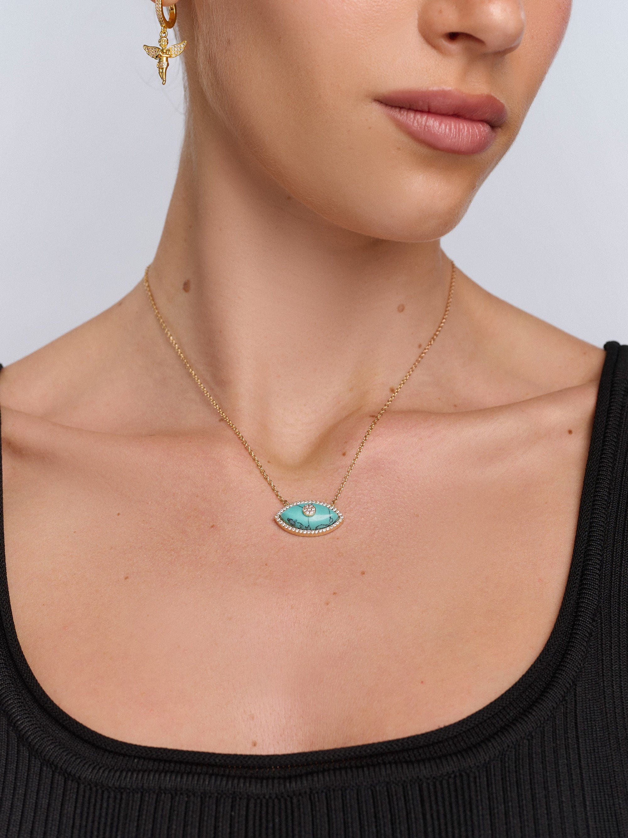 Nialaya Women's Necklace Women's Turquoise Evil Eye Necklace Women's Turquoise Evil Eye Necklace 16 Inches / 40.64 cm WNECK_260