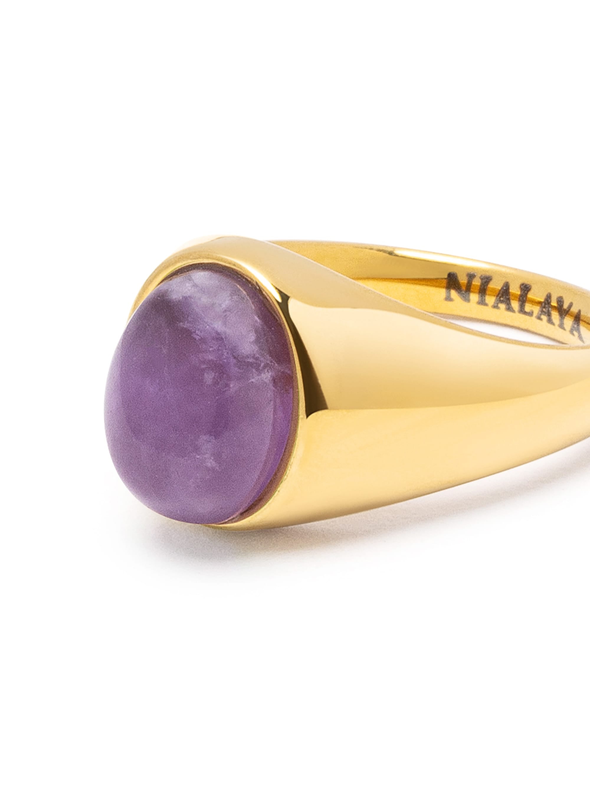 Nialaya Women's Ring Oval Amethyst Signet Ring Oval Amethyst Signet Ring