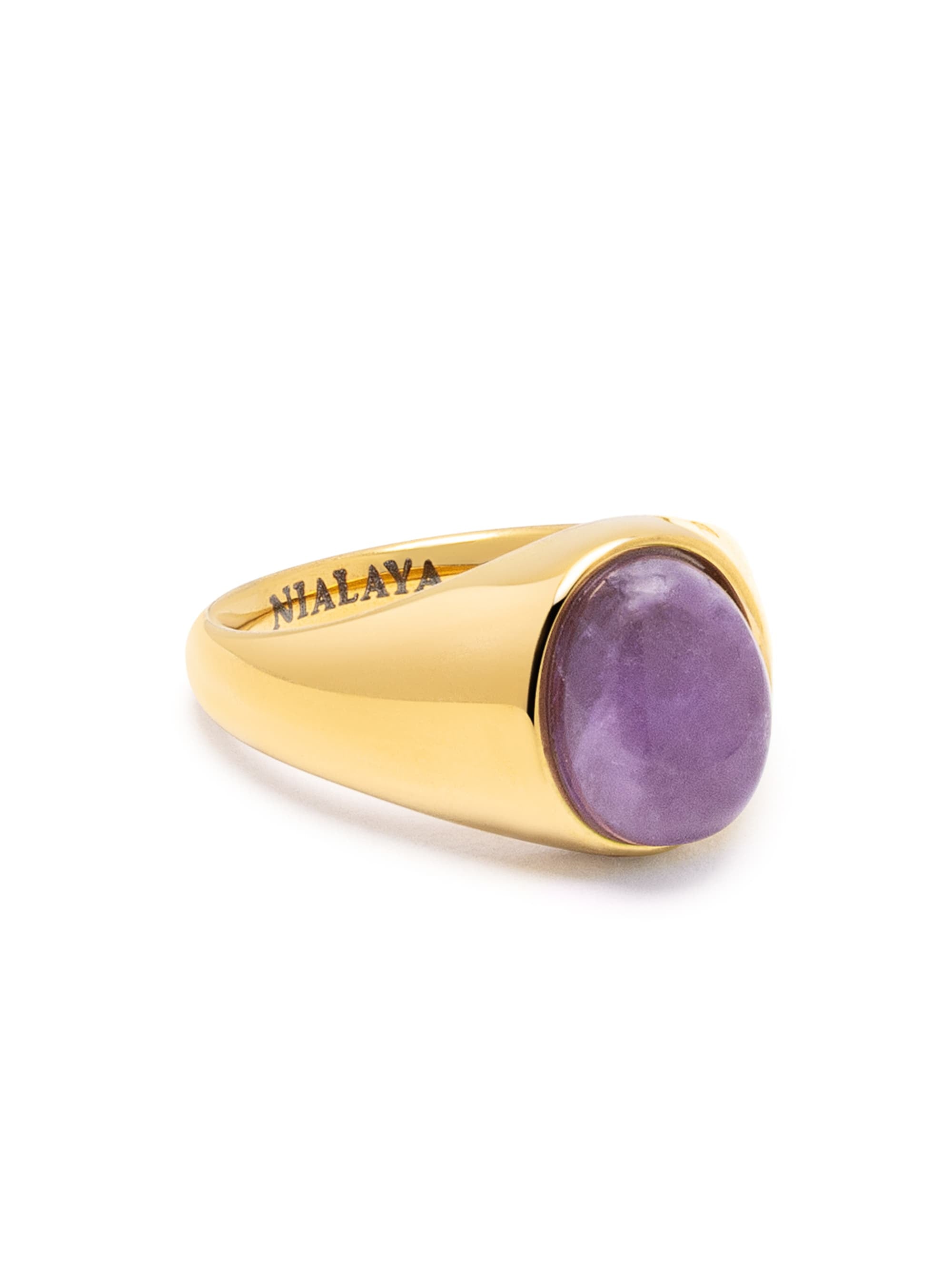 Nialaya Women's Ring Oval Amethyst Signet Ring Oval Amethyst Signet Ring