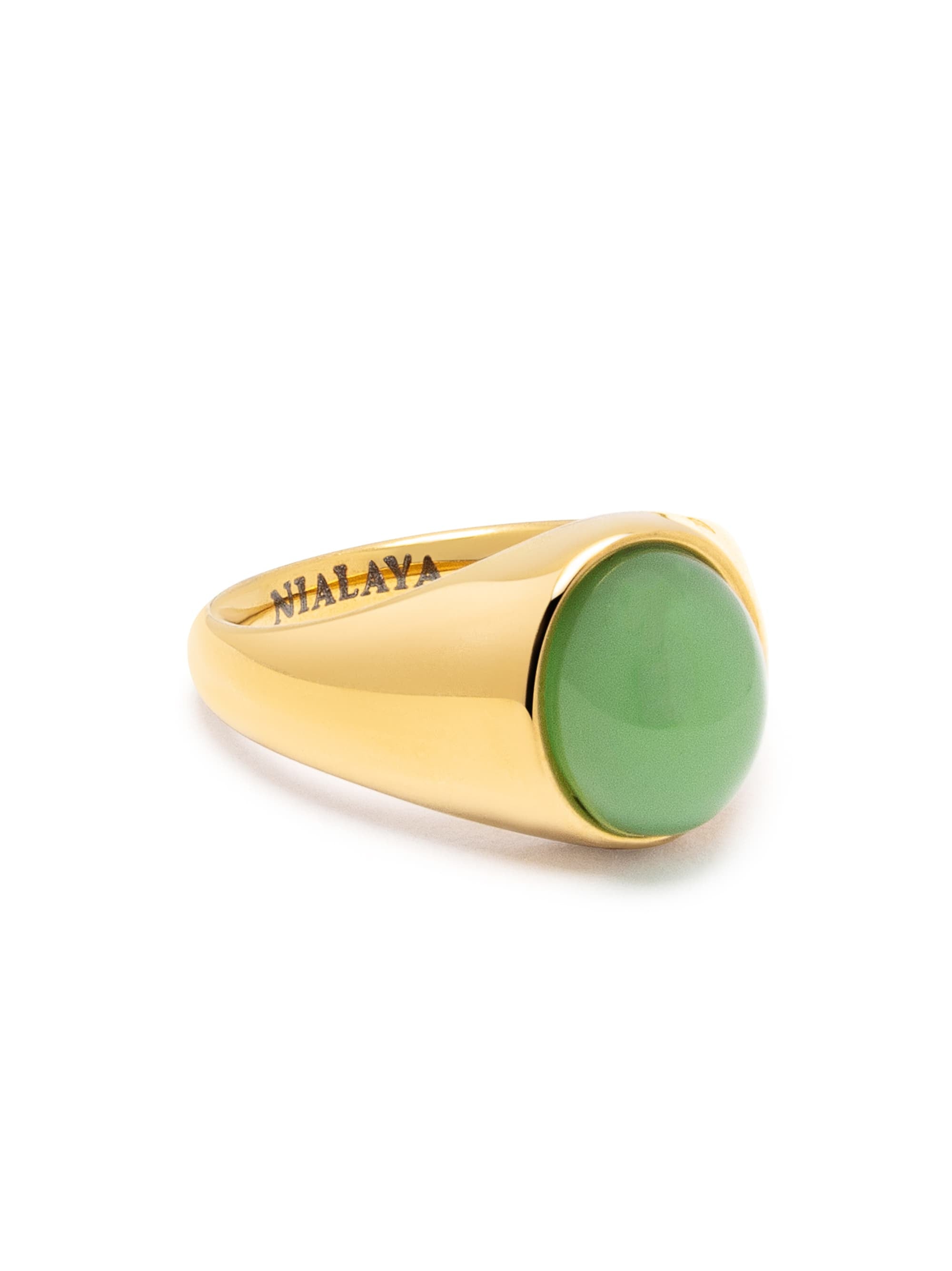 Nialaya Women's Ring Oval Green Aventurine Signet Ring Oval Green Aventurine Signet Ring