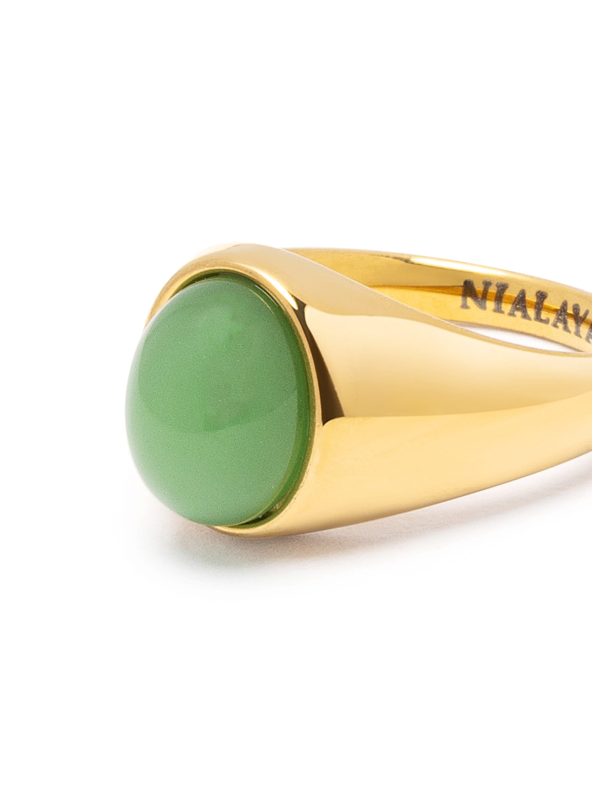 Nialaya Women's Ring Oval Green Aventurine Signet Ring Oval Green Aventurine Signet Ring