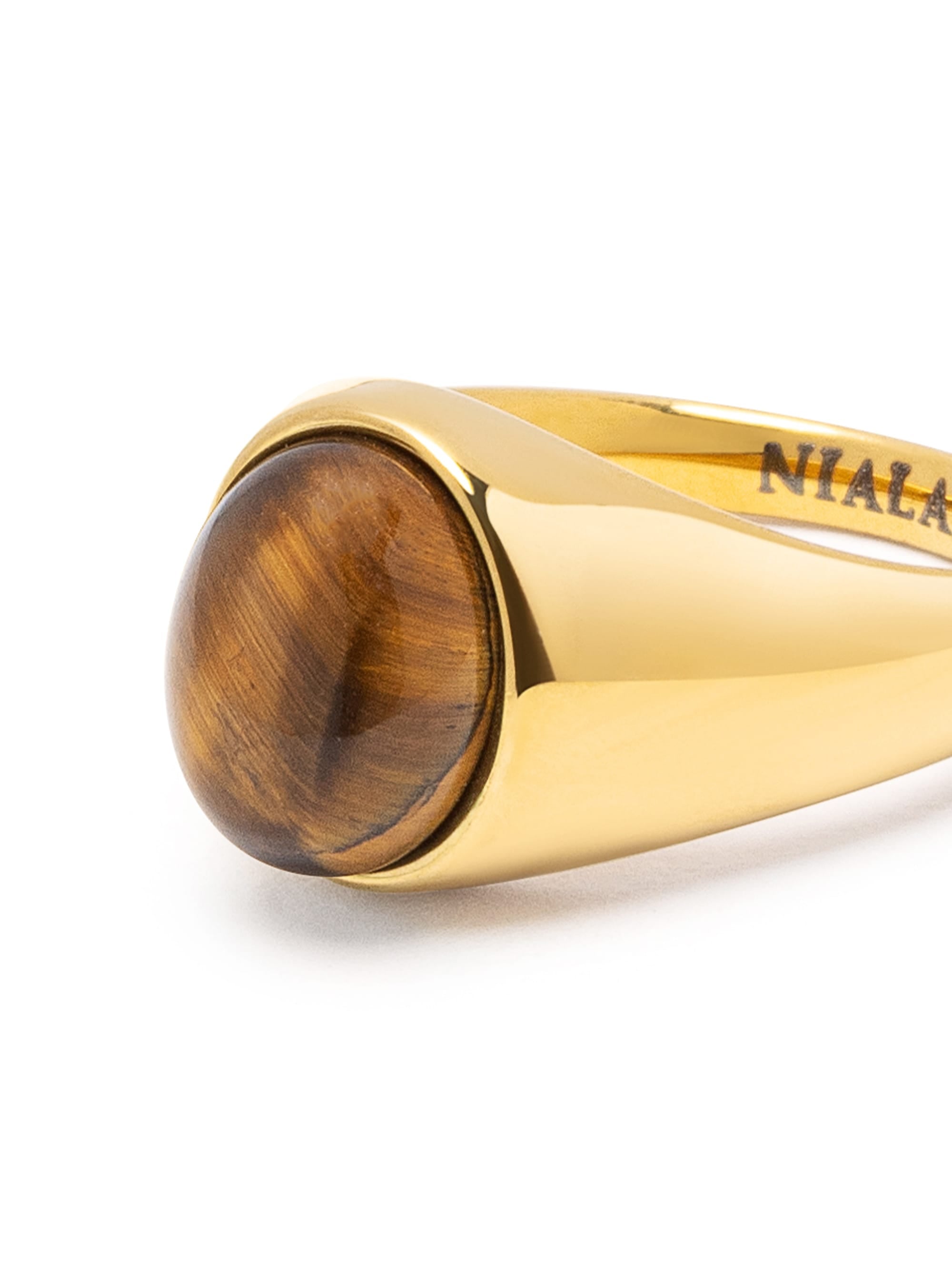 Nialaya Women's Ring Oval Tiger Eye Signet Ring Oval Tiger Eye Signet Ring