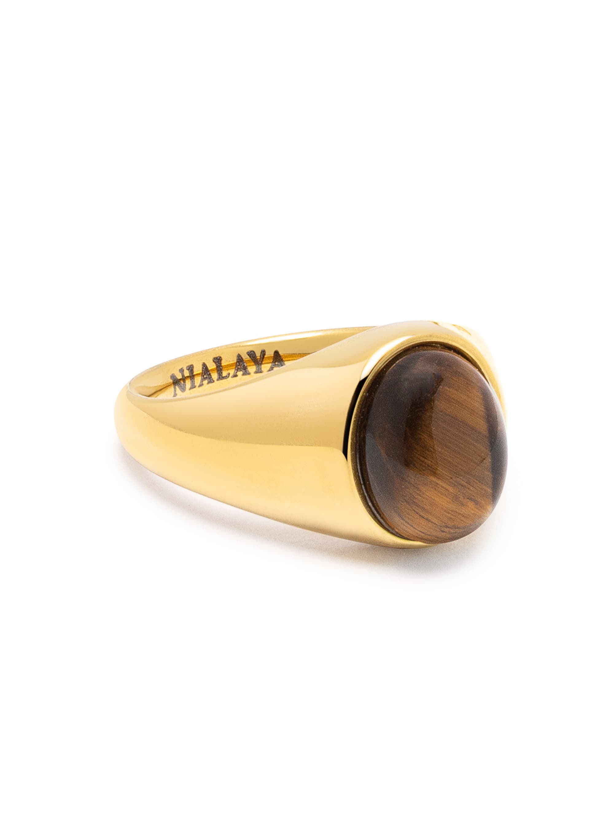Nialaya Women's Ring Oval Tiger Eye Signet Ring Oval Tiger Eye Signet Ring