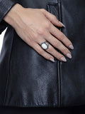 Nialaya Women's Ring Women's Silver Ring with Mother Of Pearl Stone